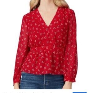*2 for $10* Madewell red floral peplum top